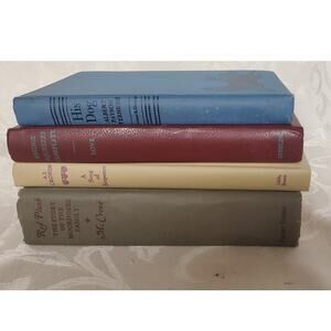 Lot of Four Blue/Burgundy/Beige/Gray-Decorative Vintage Random Books